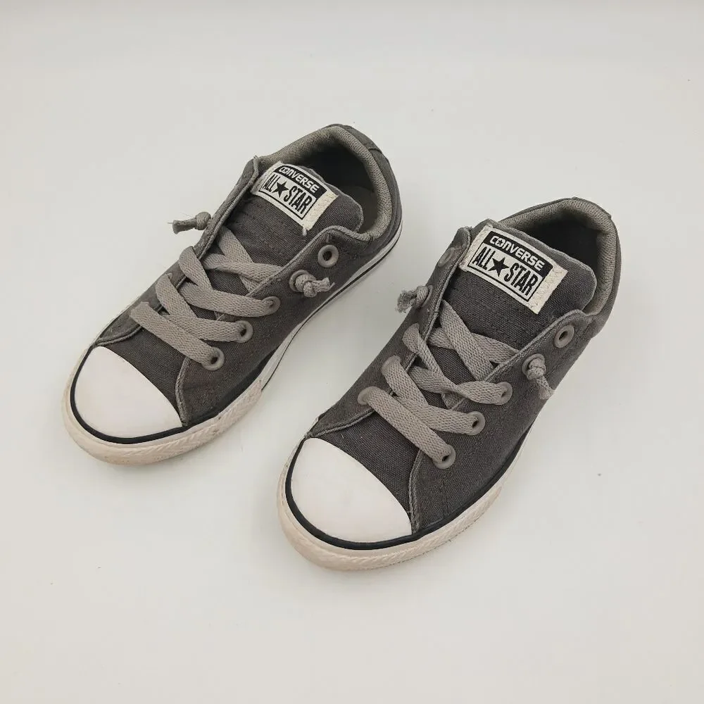 Converse All Star Junior Sz 1 Low Top Sneakers Gray Padded Lace Up Chuck…
